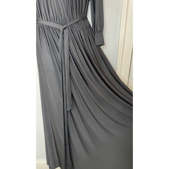 Laurie Felt Wrap Front Maxi Dress Dress L Black Goth Witchy Spooky Stretchy Glam - Picture 5 of 16